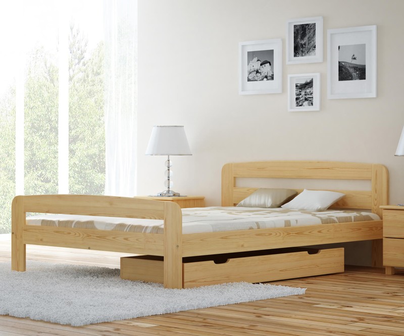 Postel z masivu 140x200 Nastěnka borovice s roštem
