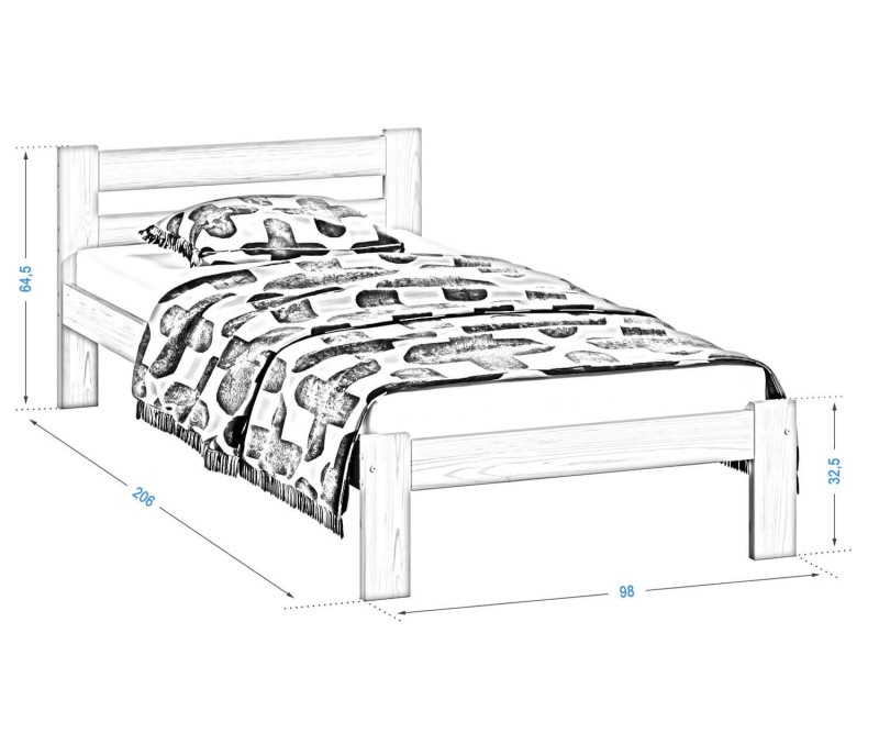 Postel z masivu VitBed 90x200cm Akio dub s roštem