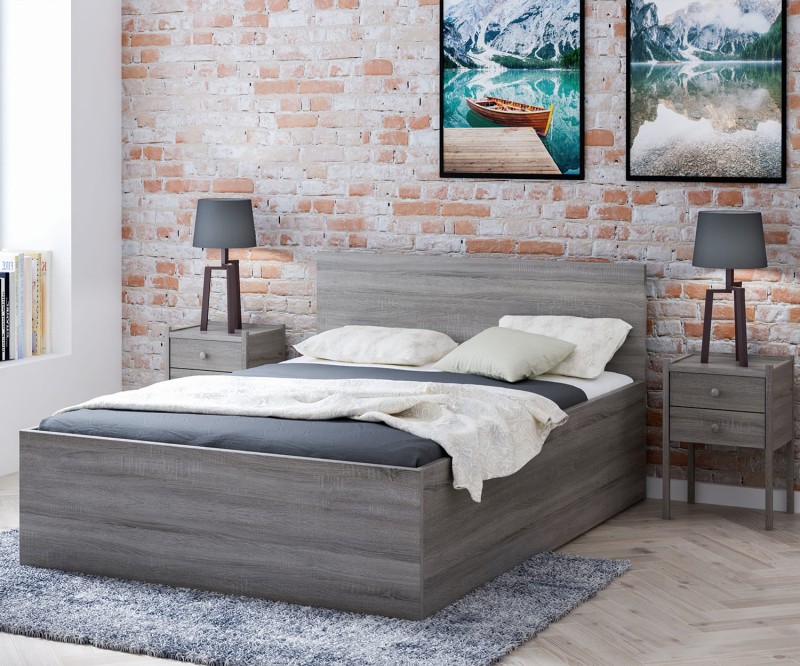 Postel 140x200 DM1 lanýžový dub s roštem