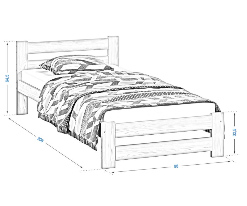 Postel z masivu VitBed 90x200cm Eureka dub s roštem