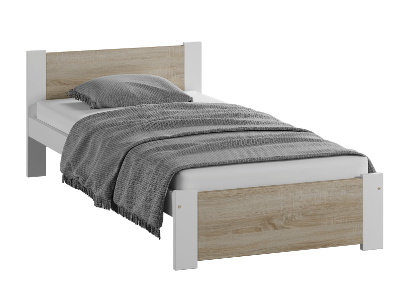 Postel 90x200 DMD3 bílá+dub sonoma s roštem