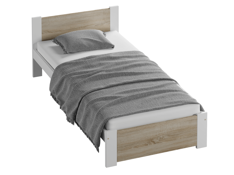 Postel 90x200 DMD3 bílá+dub sonoma s roštem
