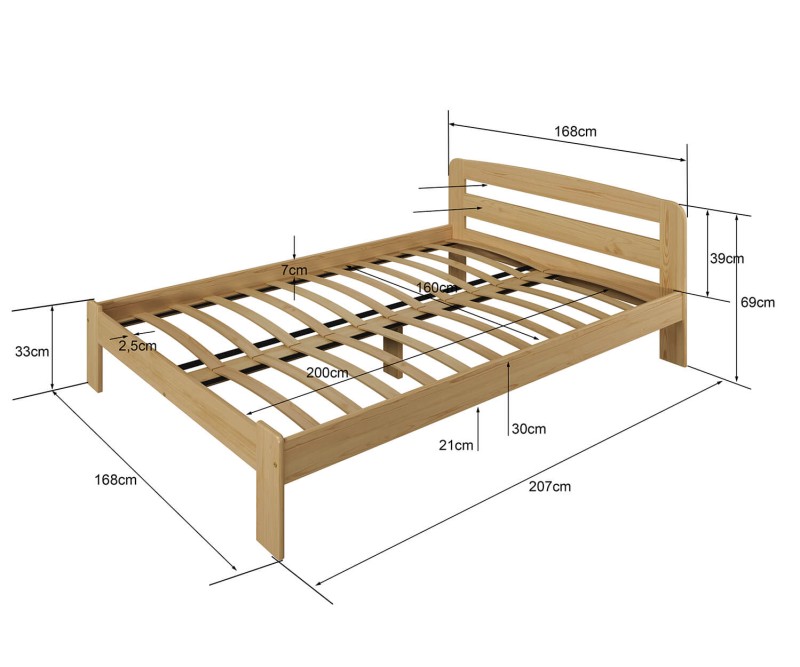 Postel z masivu 160x200 Marcelína dub s roštem