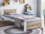 Postel 90x200 DMD3 bílá+dub sonoma s roštem