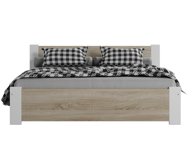 Postel 140x200 DMD3 bílá+dub sonoma s roštem