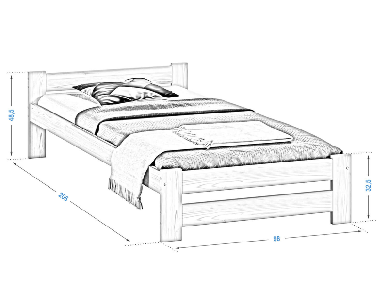 Postel z masivu VitBed 90x200cm Ran dub s roštem