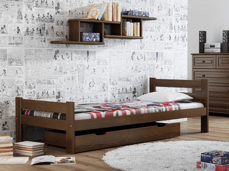 Postel z masivu VitBed 90x200cm Kenta ořech s roštem