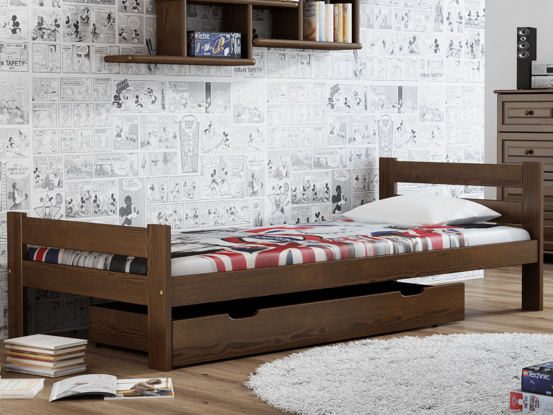 Postel z masivu VitBed 90x200cm Kenta ořech s roštem
