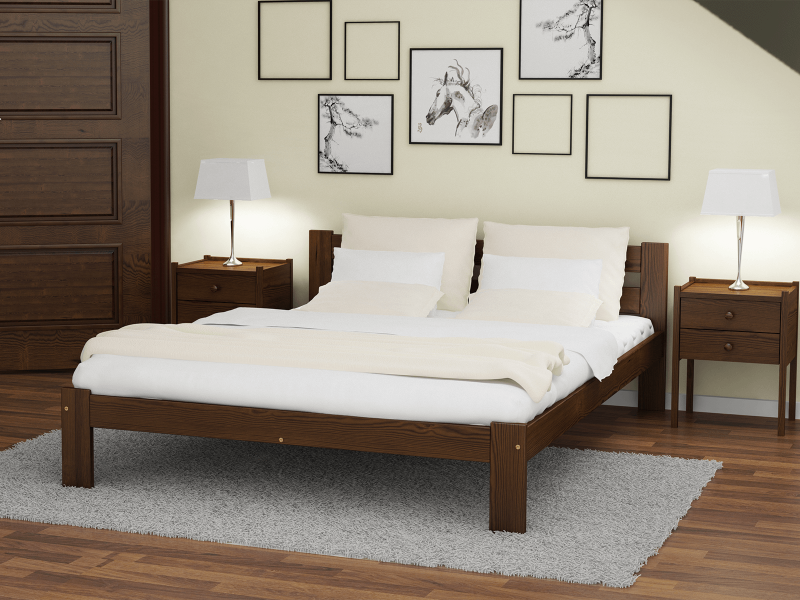 Postel z masivu VitBed 140x200cm Akio ořech s roštem