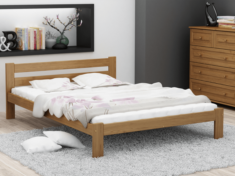 Postel z masivu VitBed 140x200cm Akio dub s roštem + Matrace Heka 140x200