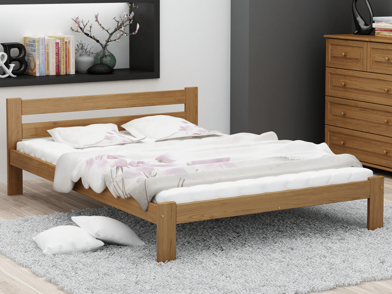 Postel z masivu VitBed 140x200cm Akio dub s roštem + Matrace Heka 140x200