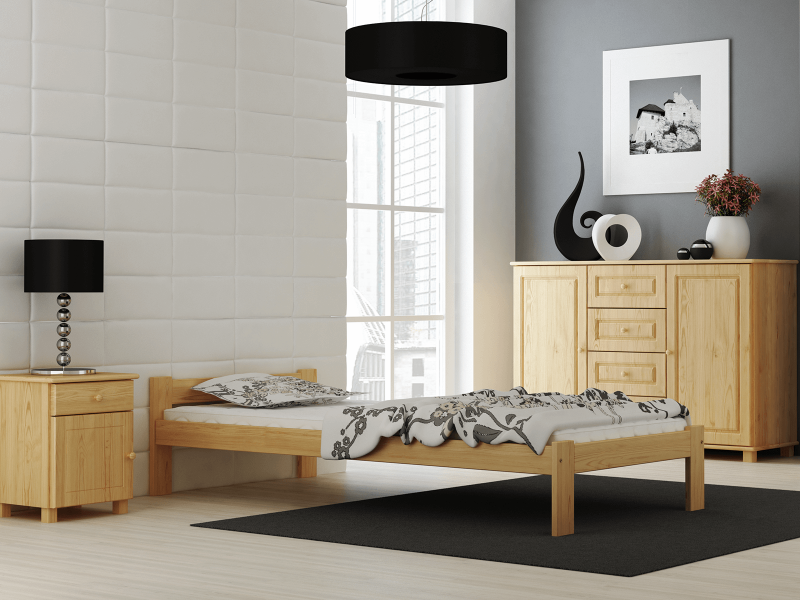 Postel z masivu VitBed 90x200 Isao není lakovaná s roštem