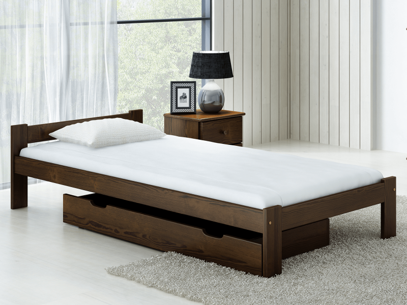 Postel z masivu VitBed 90x200 Isao ořech s roštem + Matrace Heka 90x200