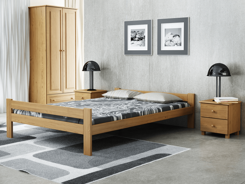 Postel z masivu VitBed 160x200 Fumi dub s roštem + Matrace Kassandra 160x200