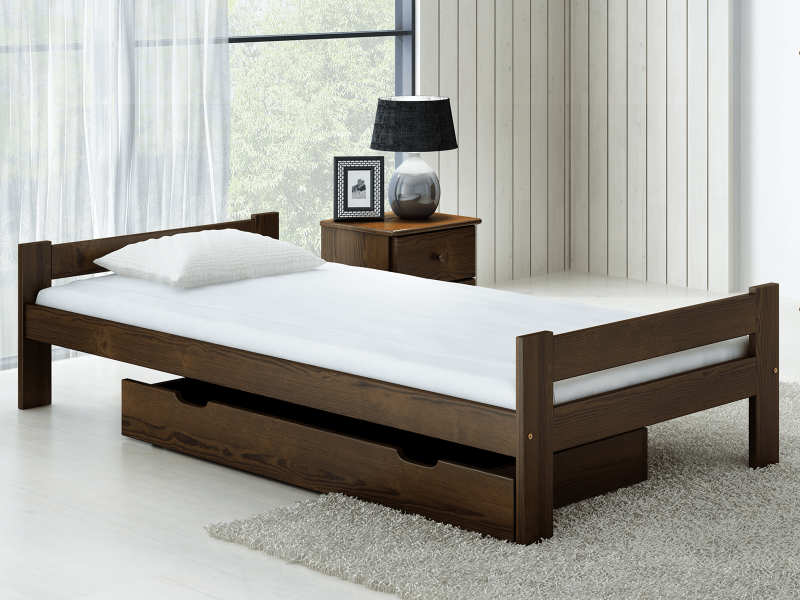 Postel z masivu VitBed 90x200 Fumi ořech s roštem + Matrace Kassandra 90x200