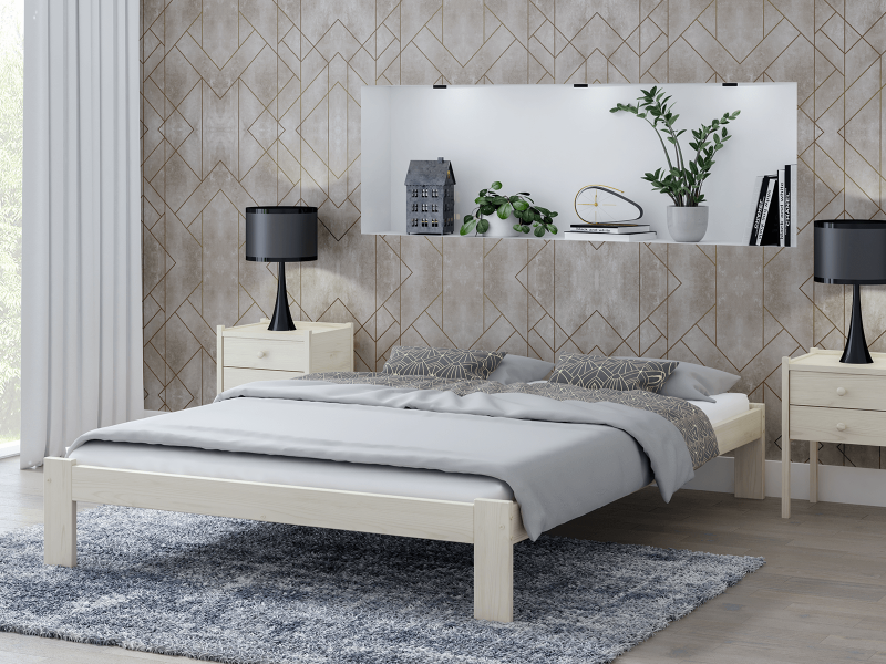 Postel z masivu VitBed 140x200 Anzu bílá borovice s roštem