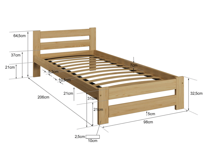 Postel z masivu VitBed 90x200cm Eureka dub s roštem + Matrace Niobé 90x200