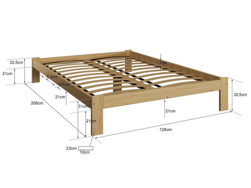 Postel z masivu VitBed 120x200 Anzu dub s roštem + Matrace Karatos 120x200