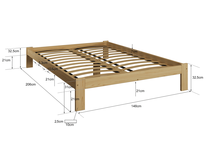 Postel z masivu VitBed 140x200 Anzu dub s roštem