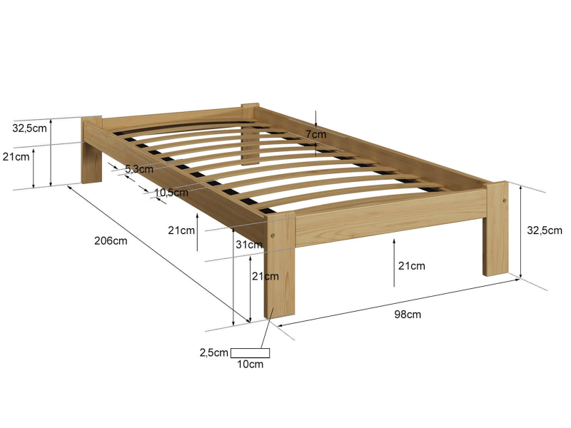 Postel z masivu VitBed 90x200 Anzu borovice s roštem + Matrace Karatos 90x200