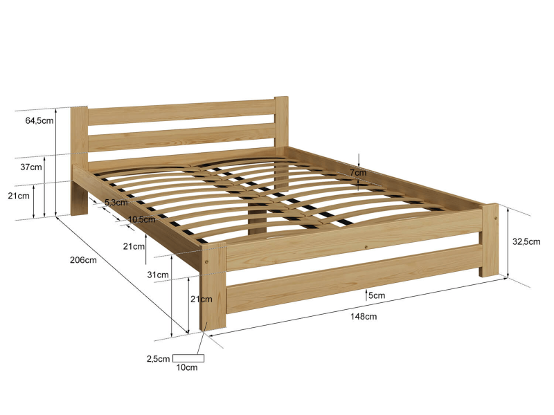 Postel z masivu VitBed 140x200cm Eureka dub s roštem + Matrace Niobé 140x200