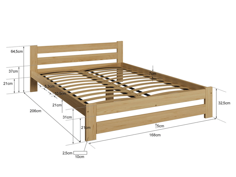 Postel z masivu VitBed 160x200cm Eureka dub s roštem + Matrace Niobé 160x200