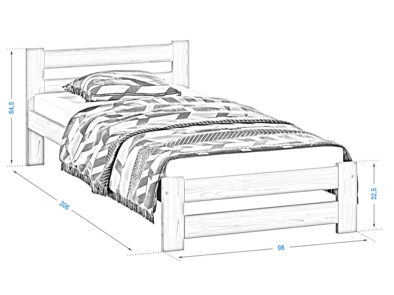 Postel z masivu VitBed 90x200cm Eureka lanýžový dub s roštem