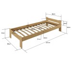 Postel z masivu 90x200 Jasněna dub s roštem