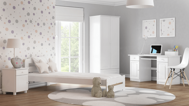 Postel z masivu 90x200 Saša bílá s roštem