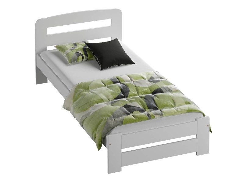 Postel z masivu 90x200 Saša bílá s roštem