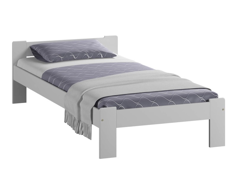 Postel z masivu 90x200  Jasněna bílá s roštem