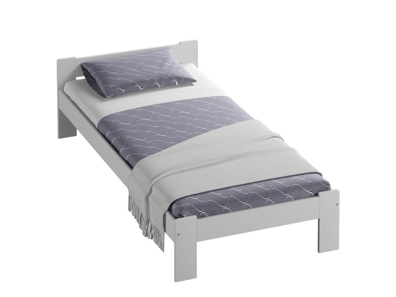 Postel z masivu 90x200  Jasněna bílá s roštem