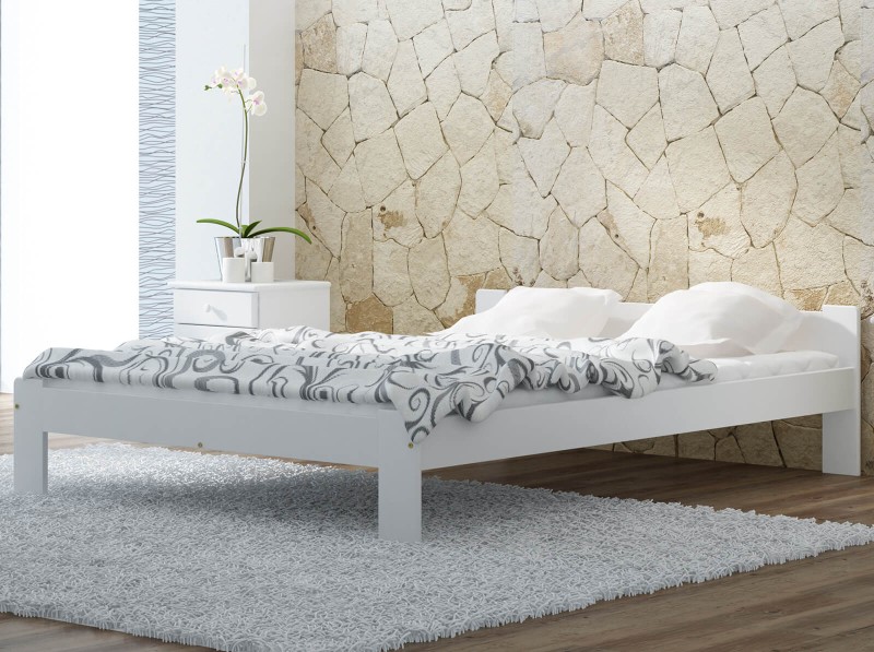 Postel z masivu 140x200 Jasněna bílá s roštem