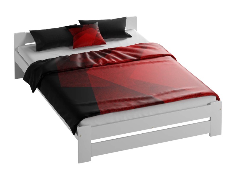 Postel z masivu 140x200 Euro bílá s roštem