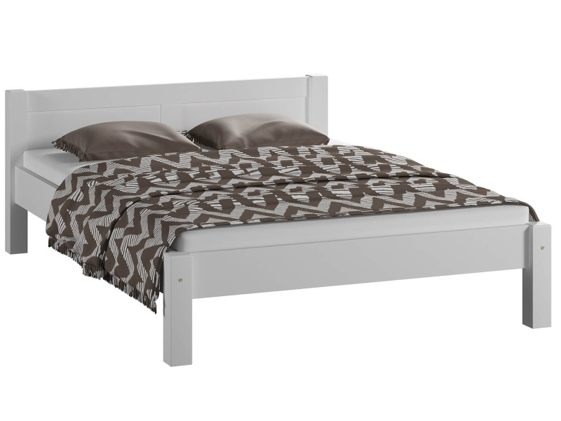 Postel z masivu 160x200 Viktoria bílá s roštem