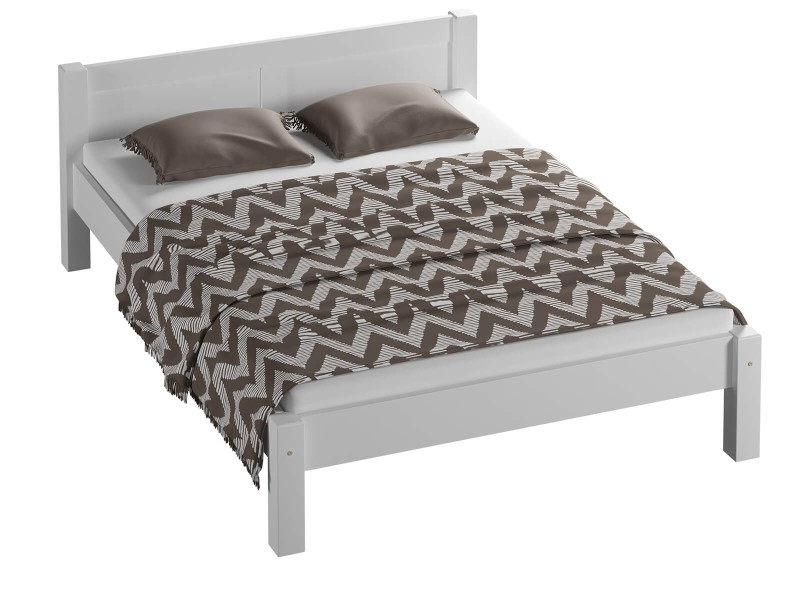 Postel z masivu 160x200 Viktoria bílá s roštem