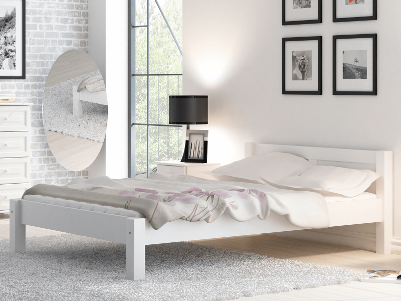 Postel z masivu 160x200 Viktoria bílá s roštem