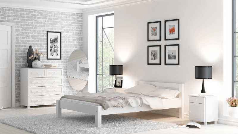 Postel z masivu 160x200 Viktoria bílá s roštem