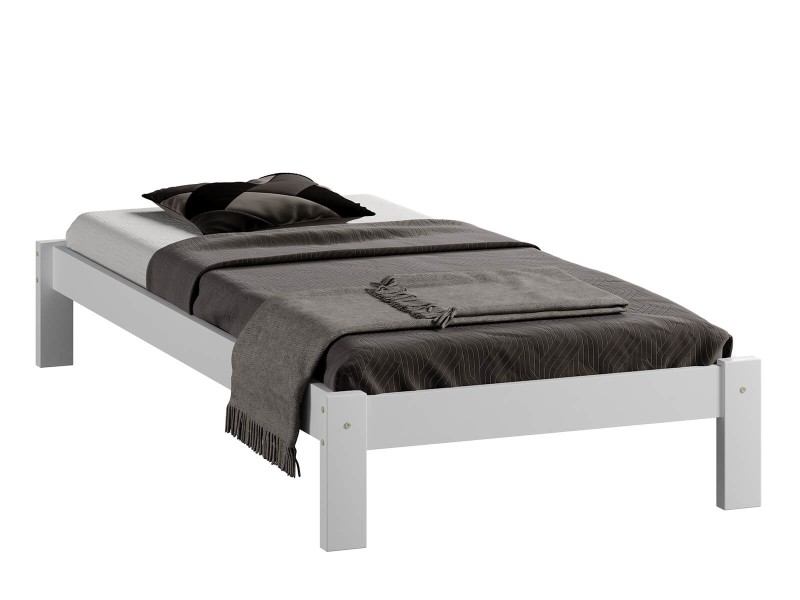 Postel z masivu 90x200 Luisa bílá s roštem
