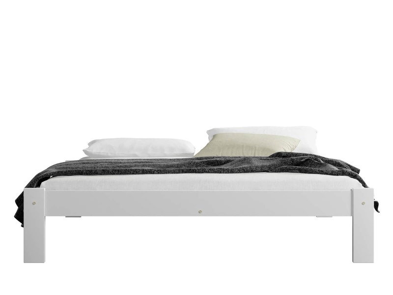 Postel z masivu 140x200 Luisa bílá  s roštem