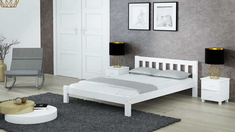 Postel z masivu 120x200 Alena bílá  s roštem
