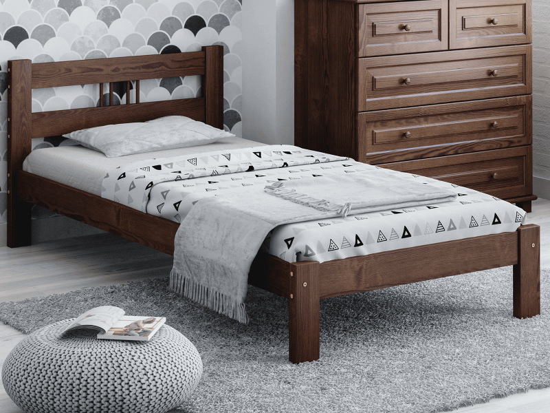 Postel z masivu 90x200 Virginia ořech s roštem