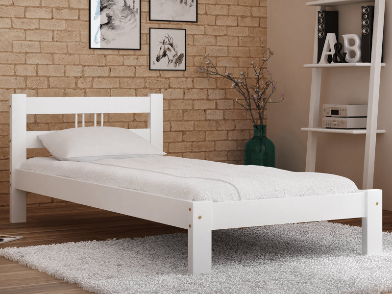 Postel z masivu 90x200 Virginia bílá s roštem