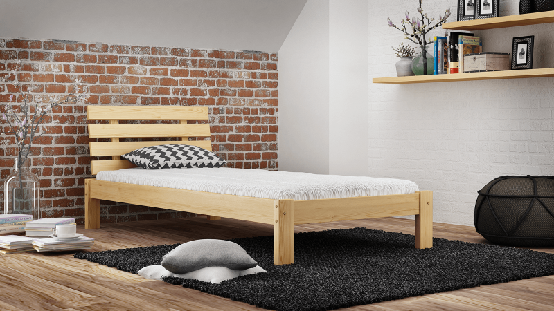 Postel z masivu 90x200 Karla borovice s roštem