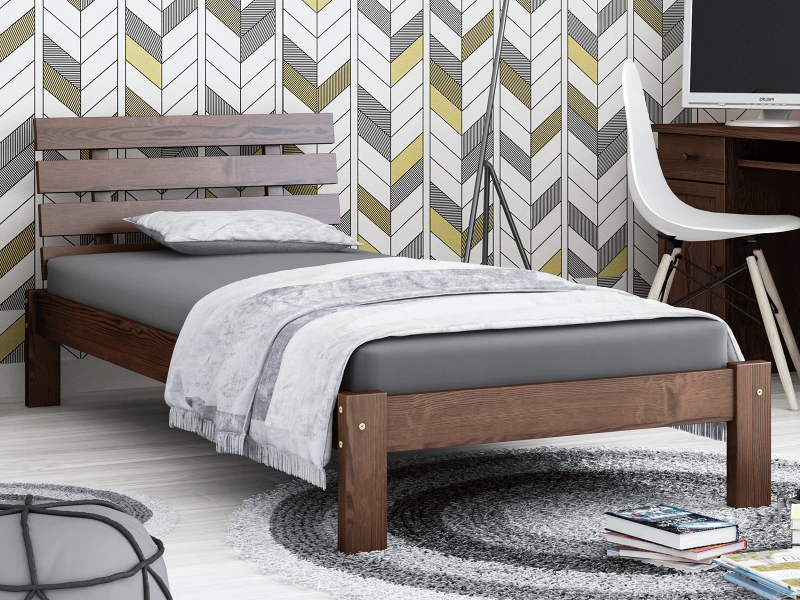 Postel z masivu 90x200 Karla ořech s roštem