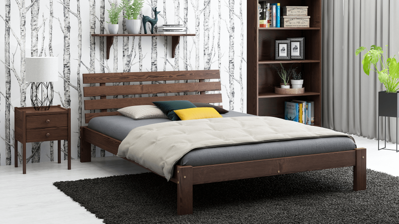 Postel z masivu 120x200 Karla ořech s roštem