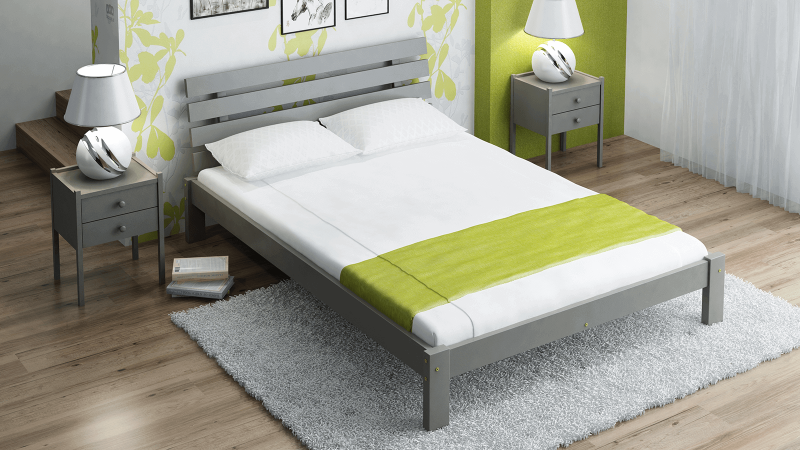 Postel z masivu 140x200 Karla šedá s roštem