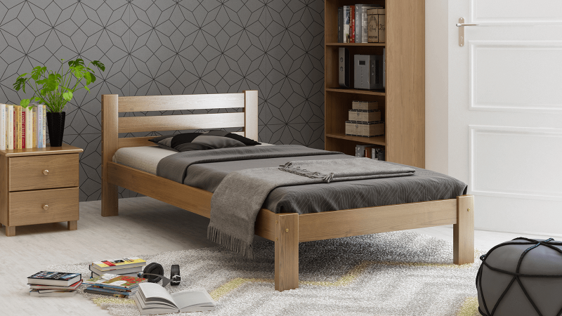 Postel z masivu 90x200 Ajza dub s roštem