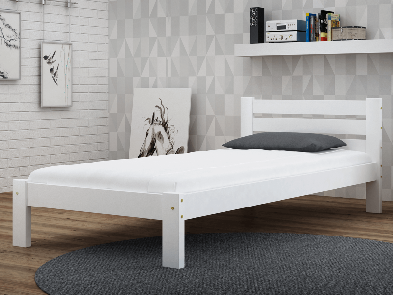 Postel z masivu 90x200 Ajza bílá s roštem