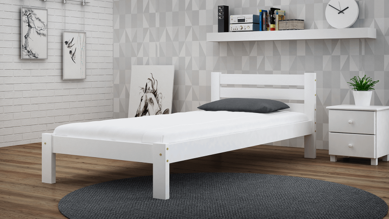 Postel z masivu 90x200 Ajza bílá s roštem